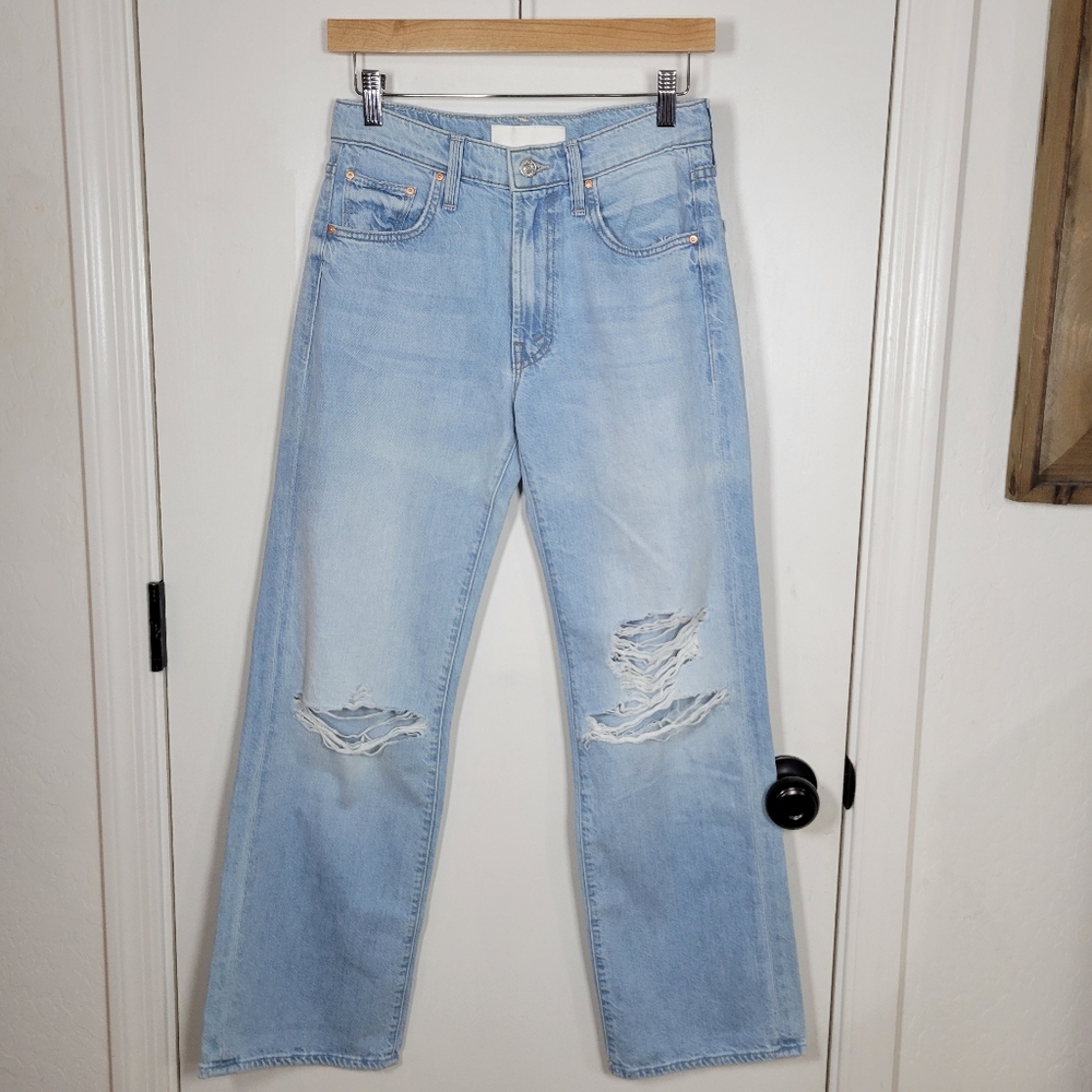 MOTHER Superior The Mid Rise Rambler Zip Flood Ripped Off Size 26